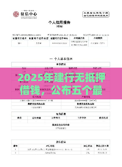 2025年建行无抵押借钱，公布五个最新征信花必过的平台