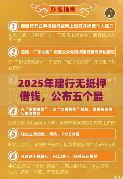 2025年建行无抵押借钱，公布五个最新征信花必过的平台