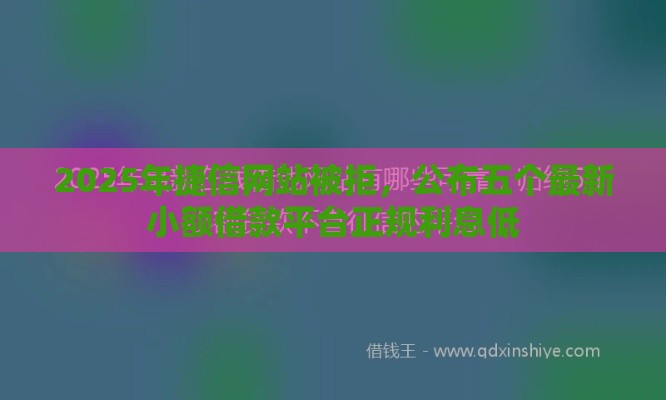 2025年捷信网站被拒，公布五个最新小额借款平台正规利息低
