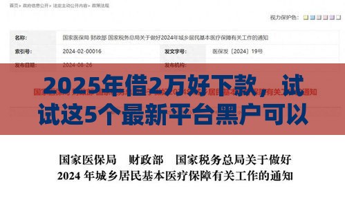2025年借2万好下款，试试这5个最新平台黑户可以下款的那种