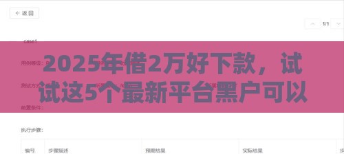 2025年借2万好下款，试试这5个最新平台黑户可以下款的那种
