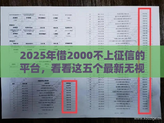 2025年借2000不上征信的平台，看看这五个最新无视各种逾期的口子