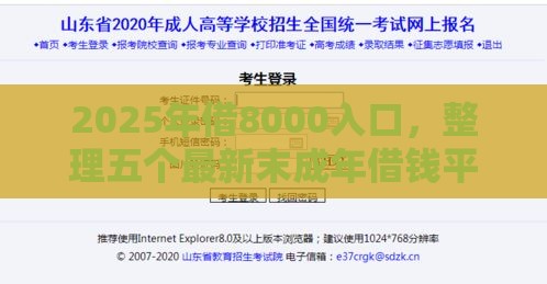 2025年借8000入口，整理五个最新末成年借钱平台