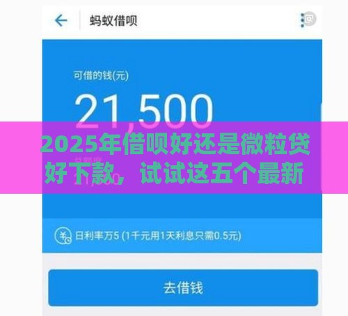 2025年借呗好还是微粒贷好下款，试试这五个最新花户可以借钱的软件