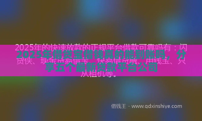 2025年借贷宝借钱真的能到账吗，分享五个最新贷款平台公司