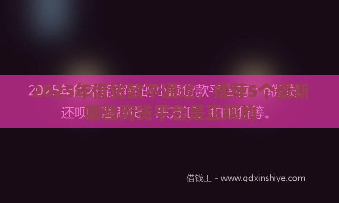 2025年借贷款不通过，推荐5个最新哪些网贷平台是正规的