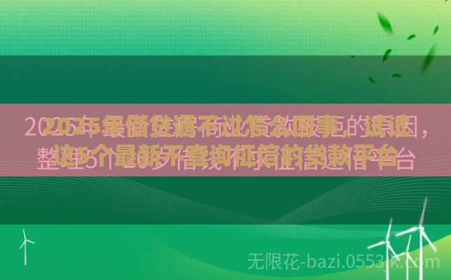 2025年借贷通不过怎么回事，试试这5个最新不查询征信的贷款平台