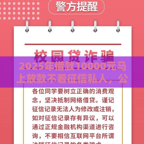 2025年借款10000元马上放款不看征信私人，公布五个最新合法正规的网贷平台