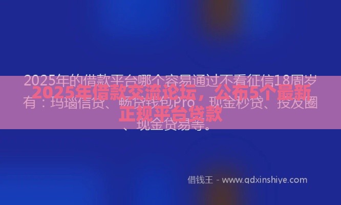 2025年借款交流论坛，公布5个最新正规平台贷款