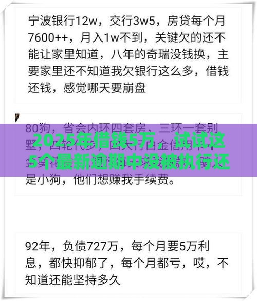 2025年借钱5万，试试这5个最新逾期中没被执行还能在平台借钱
