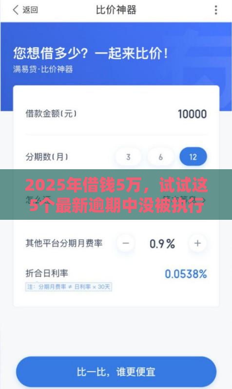 2025年借钱5万，试试这5个最新逾期中没被执行还能在平台借钱