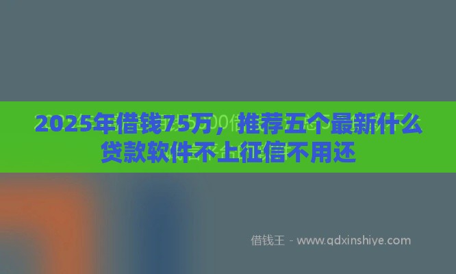 2025年借钱75万，推荐五个最新什么贷款软件不上征信不用还