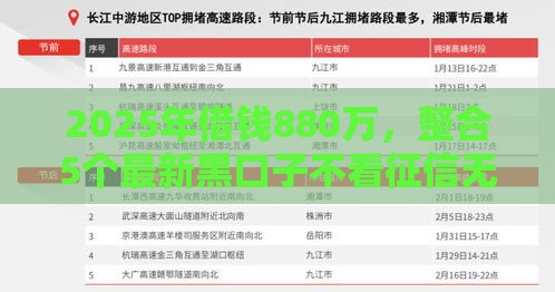2025年借钱880万，整合5个最新黑口子不看征信无视大数据
