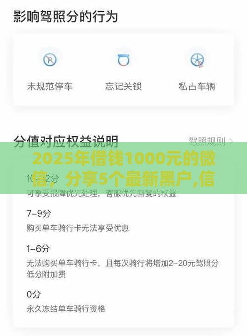 2025年借钱1000元的微信，分享5个最新黑户,信用分低平台可以借钱