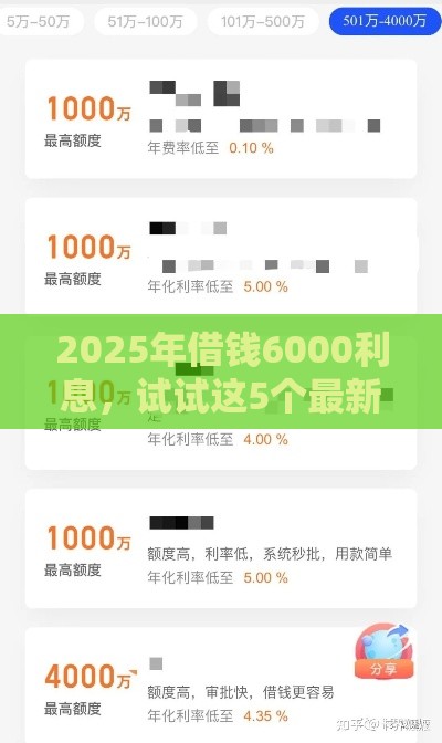 2025年借钱6000利息，试试这5个最新借款平台借钱额度高