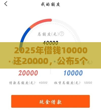 2025年借钱10000还20000，公布5个最新类似易开花的贷款平台