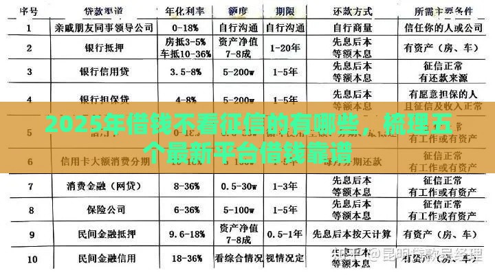 2025年借钱不看征信的有哪些，梳理五个最新平台借钱靠谱