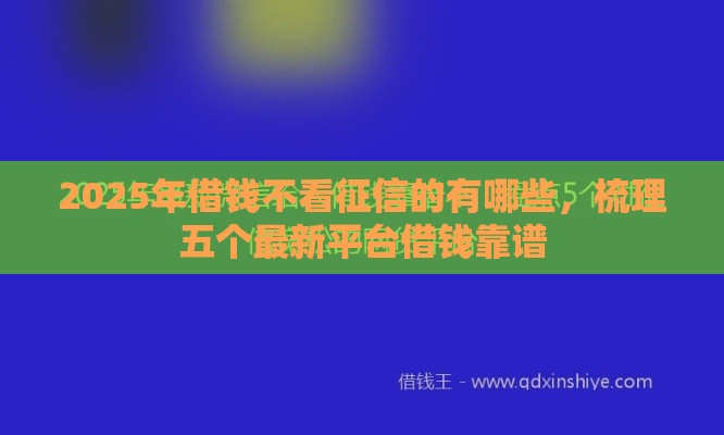 2025年借钱不看征信的有哪些，梳理五个最新平台借钱靠谱