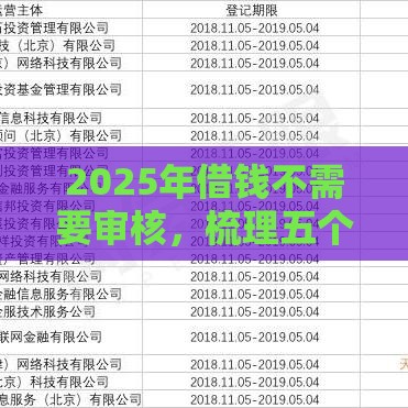 2025年借钱不需要审核，梳理五个最新网贷平台利息最低