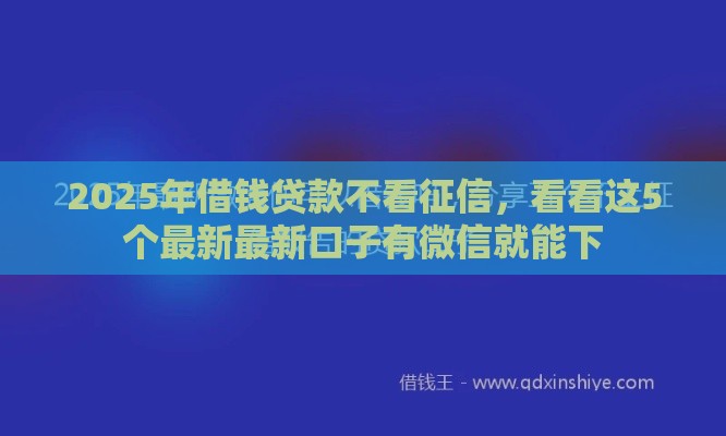 2025年借钱贷款不看征信，看看这5个最新最新口子有微信就能下