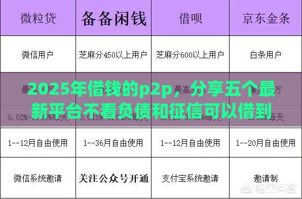 2025年借钱的p2p，分享五个最新平台不看负债和征信可以借到钱