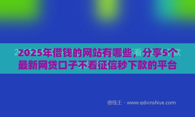 2025年借钱的网站有哪些，分享5个最新网贷口子不看征信秒下款的平台