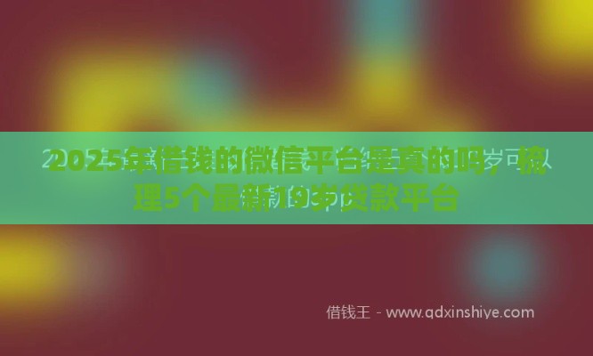 2025年借钱的微信平台是真的吗,梳理5个最新19岁贷款平台 2025年借钱的微信平台是真的吗,梳理5个最新19岁贷款平台