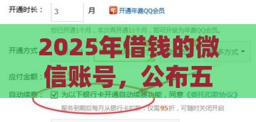 2025年借钱的微信账号，公布五个最新分乐购一样口子