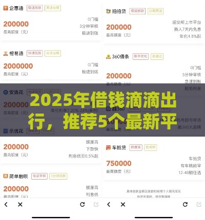 2025年借钱滴滴出行，推荐5个最新平台可以借钱