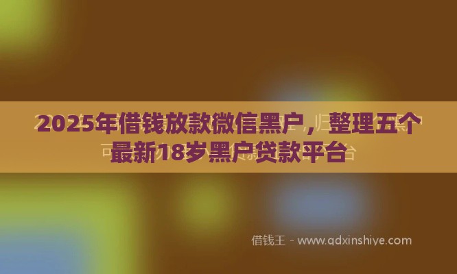 2025年借钱放款微信黑户，整理五个最新18岁黑户贷款平台