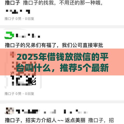 2025年借钱放微信的平台叫什么，推荐5个最新黑户贷款2025新口子