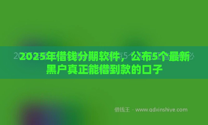 2025年借钱分期软件，公布5个最新黑户真正能借到款的口子
