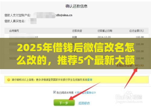 2025年借钱后微信改名怎么改的，推荐5个最新大额贷款平台