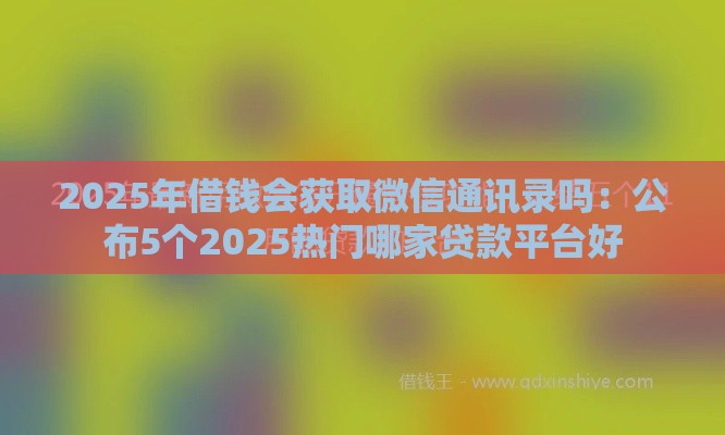 2025年借钱会获取微信通讯录吗：公布5个2025热门哪家贷款平台好