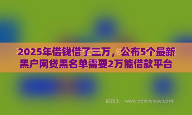 2025年借钱借了三万，公布5个最新黑户网贷黑名单需要2万能借款平台