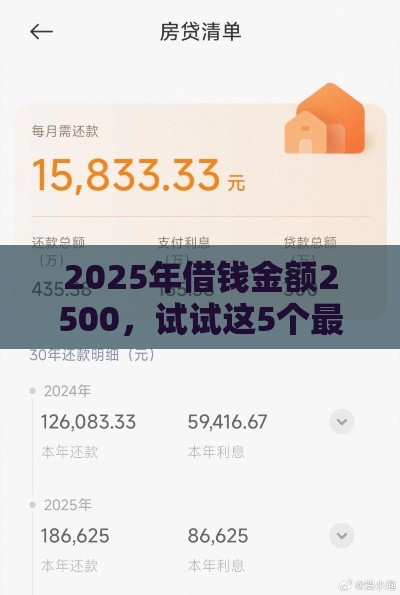 2025年借钱金额2500，试试这5个最新先息后本的贷款平台
