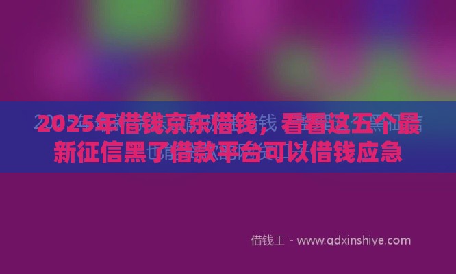 2025年借钱京东借钱，看看这五个最新征信黑了借款平台可以借钱应急