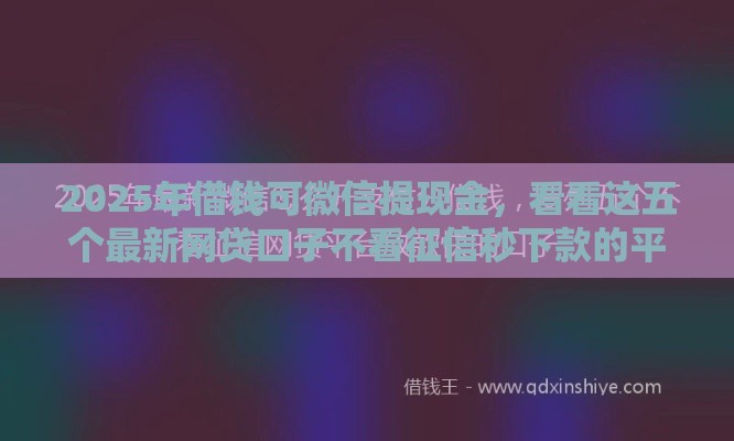 2025年借钱可微信提现金，看看这五个最新网贷口子不看征信秒下款的平台