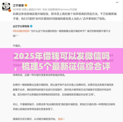 2025年借钱可以发微信吗，梳理5个最新征信综合评分不足能下款的平台