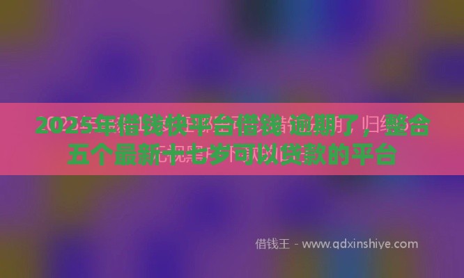 2025年借钱快平台借钱 逾期了，整合五个最新十七岁可以贷款的平台