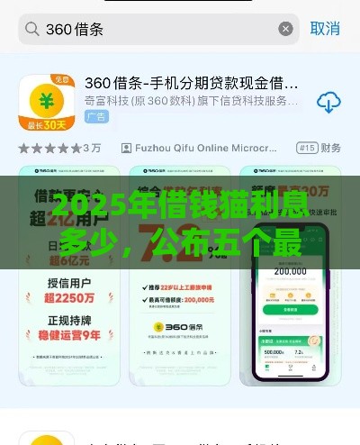 2025年借钱猫利息多少，公布五个最新小额贷款正规平台