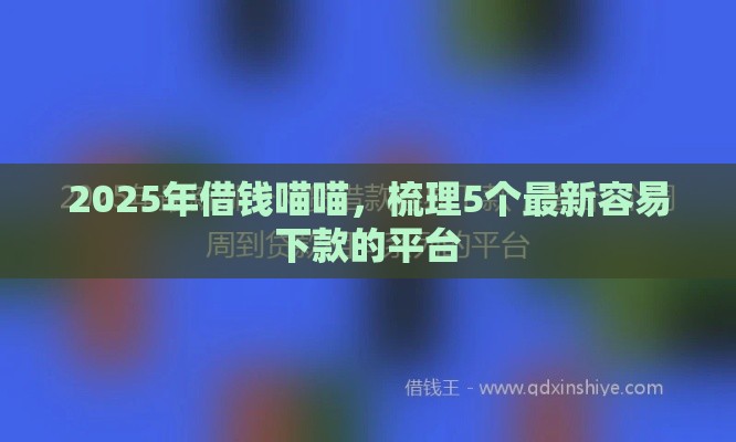 2025年借钱喵喵，梳理5个最新容易下款的平台
