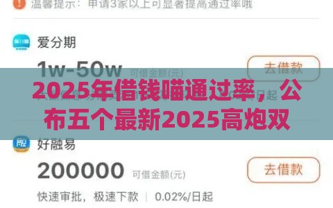 2025年借钱喵通过率，公布五个最新2025高炮双黑逾期必下款口子