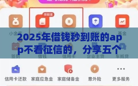 2025年借钱秒到账的app不看征信的，分享五个最新一个月口子百分百下款的平台