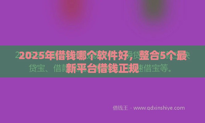 2025年借钱哪个软件好，整合5个最新平台借钱正规