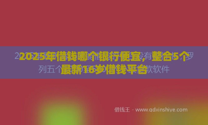 2025年借钱哪个银行便宜，整合5个最新16岁借钱平台
