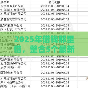 2025年借钱那里借，整合5个最新网贷平台大全