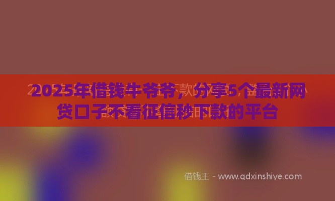 2025年借钱牛爷爷，分享5个最新网贷口子不看征信秒下款的平台