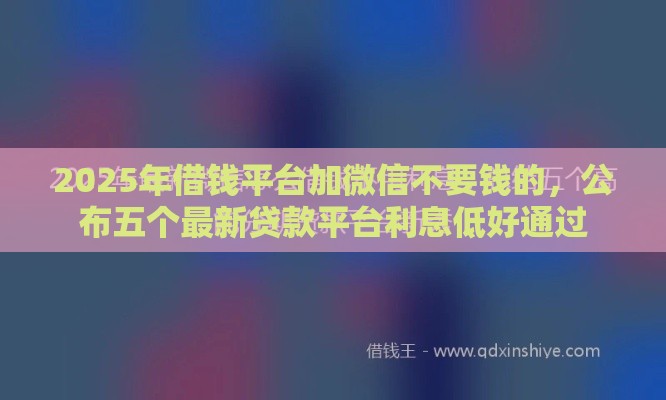 2025年借钱平台加微信不要钱的，公布五个最新贷款平台利息低好通过