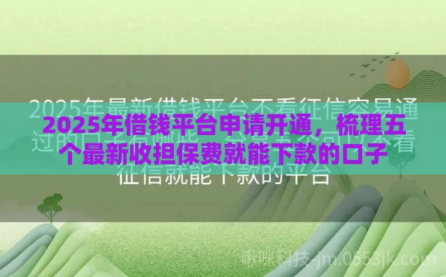2025年借钱平台申请开通，梳理五个最新收担保费就能下款的口子